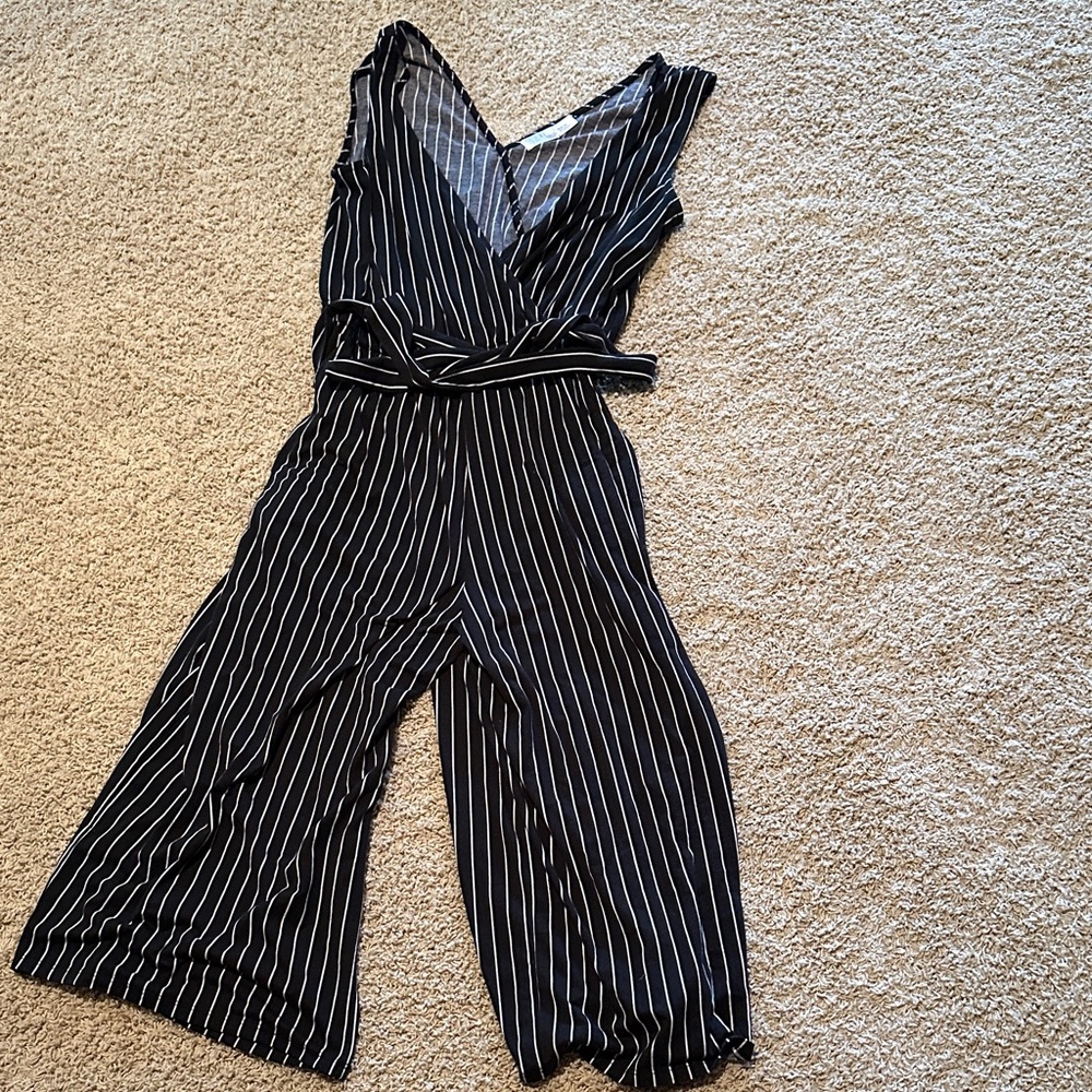 Stripped black & White Jumpsuit